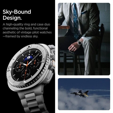Nakładka Spigen Bezel Tune Pro Pilot na Samsung Galaxy Watch 8 Classic 46 mm - srebrna