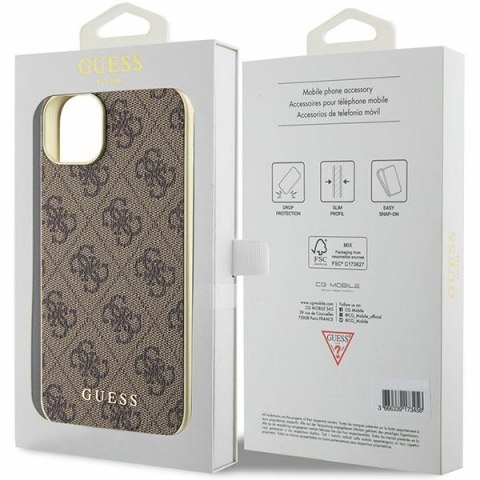 Guess nakładka do iPhone 15 6,1" GUHCP15SGF4GBR brązowa hardcase 4G Charms Collection Guess nakładka do iPhone 15 6,1" GUHCP15SGF4GBR brązowa hardcase 4G Charms Collection