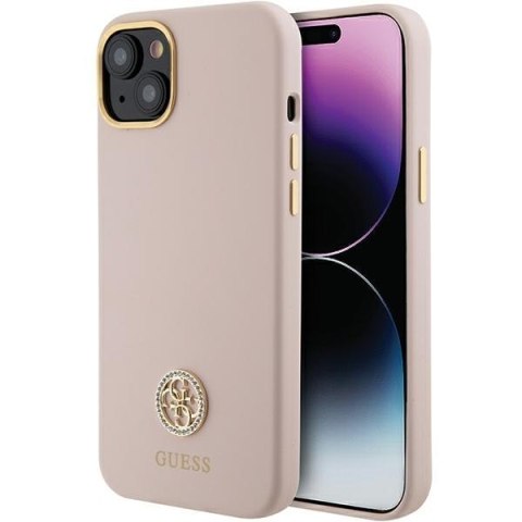Guess nakładka do iPhone 15 6,1" GUHCP15SM4DGPP różowa HC SILICONE LOGO STRASS 4G Guess nakładka do iPhone 15 6,1" GUHCP15SM4DGPP różowa HC SILICONE LOGO STRASS 4G