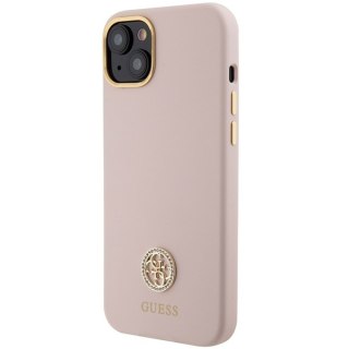 Guess nakładka do iPhone 15 6,1" GUHCP15SM4DGPP różowa HC SILICONE LOGO STRASS 4G