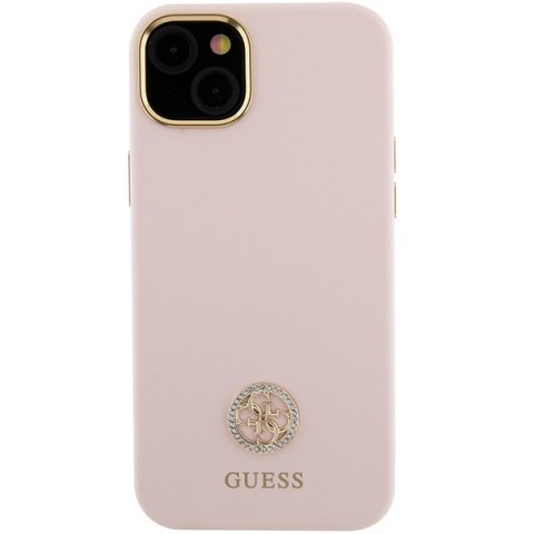 Guess nakładka do iPhone 15 6,1" GUHCP15SM4DGPP różowa HC SILICONE LOGO STRASS 4G Guess nakładka do iPhone 15 6,1" GUHCP15SM4DGPP różowa HC SILICONE LOGO STRASS 4G