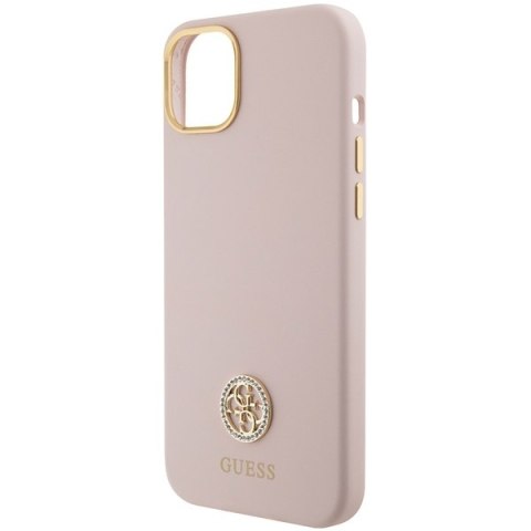 Guess nakładka do iPhone 15 6,1" GUHCP15SM4DGPP różowa HC SILICONE LOGO STRASS 4G Guess nakładka do iPhone 15 6,1" GUHCP15SM4DGPP różowa HC SILICONE LOGO STRASS 4G