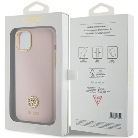 Guess nakładka do iPhone 15 6,1" GUHCP15SM4DGPP różowa HC SILICONE LOGO STRASS 4G Guess nakładka do iPhone 15 6,1" GUHCP15SM4DGPP różowa HC SILICONE LOGO STRASS 4G
