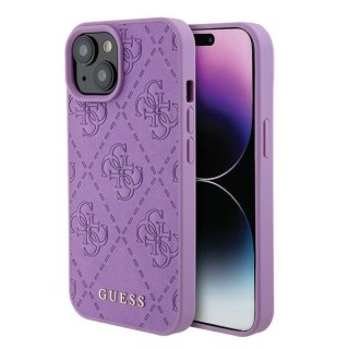 Guess nakładka do iPhone 15 6,1" GUHCP15SP4EPMU fioletowa hardcase Leather 4G Stamped