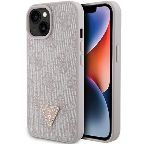 Guess nakładka do iPhone 15 6,1" GUHCP15SP4TDPP różowa hardcase Leather 4G Triangle Strass Guess nakładka do iPhone 15 6,1" GUHCP15SP4TDPP różowa hardcase Leather 4G Triangle Strass