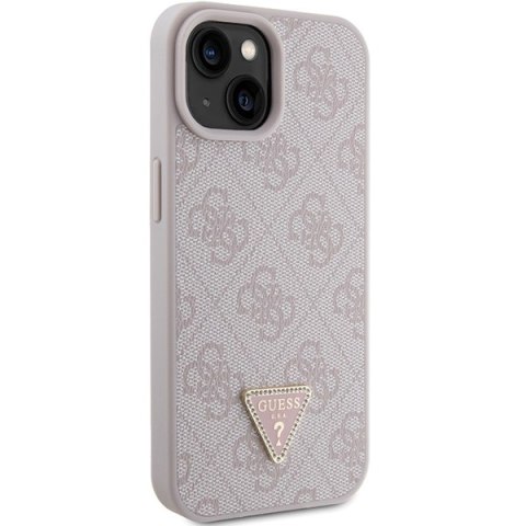 Guess nakładka do iPhone 15 6,1" GUHCP15SP4TDPP różowa hardcase Leather 4G Triangle Strass Guess nakładka do iPhone 15 6,1" GUHCP15SP4TDPP różowa hardcase Leather 4G Triangle Strass