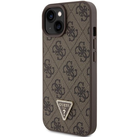 Guess nakładka do iPhone 15 6,1" GUHCP15SP4TDPW brązowa hardcase Leather 4G Triangle Strass Guess nakładka do iPhone 15 6,1" GUHCP15SP4TDPW brązowa hardcase Leather 4G Triangle Strass