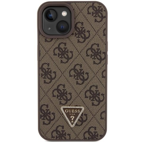 Guess nakładka do iPhone 15 6,1" GUHCP15SP4TDPW brązowa hardcase Leather 4G Triangle Strass Guess nakładka do iPhone 15 6,1" GUHCP15SP4TDPW brązowa hardcase Leather 4G Triangle Strass
