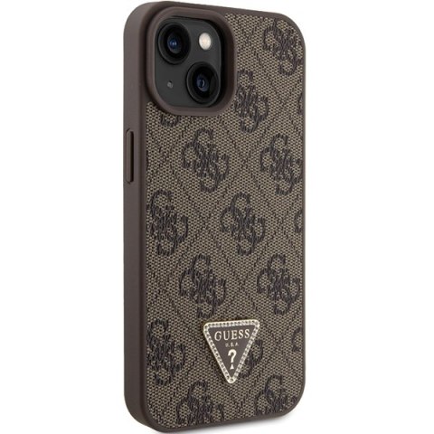 Guess nakładka do iPhone 15 6,1" GUHCP15SP4TDPW brązowa hardcase Leather 4G Triangle Strass Guess nakładka do iPhone 15 6,1" GUHCP15SP4TDPW brązowa hardcase Leather 4G Triangle Strass