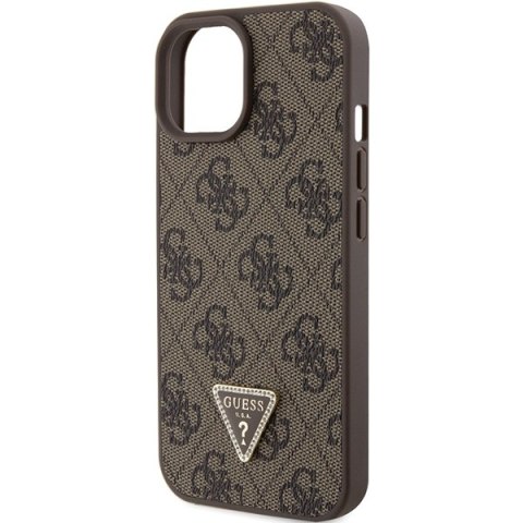 Guess nakładka do iPhone 15 6,1" GUHCP15SP4TDPW brązowa hardcase Leather 4G Triangle Strass Guess nakładka do iPhone 15 6,1" GUHCP15SP4TDPW brązowa hardcase Leather 4G Triangle Strass