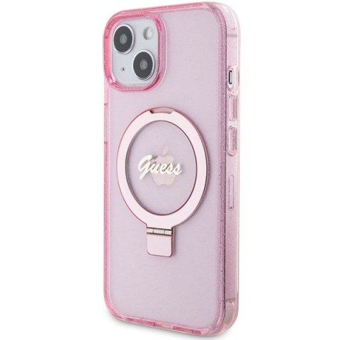 Guess nakładka do iPhone 15 6,1" GUHMP15SHRSGSP różowa HC RING STAND MAGSAFE SCRIPT LOGO GLITTER Guess nakładka do iPhone 15 6,1" GUHMP15SHRSGSP różowa HC RING STAND MAGSAFE SCRIPT LOGO GLITTER