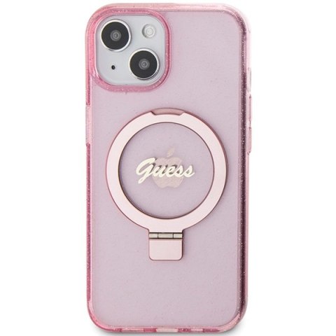 Guess nakładka do iPhone 15 6,1" GUHMP15SHRSGSP różowa HC RING STAND MAGSAFE SCRIPT LOGO GLITTER Guess nakładka do iPhone 15 6,1" GUHMP15SHRSGSP różowa HC RING STAND MAGSAFE SCRIPT LOGO GLITTER