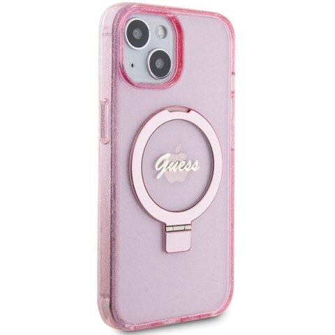 Guess nakładka do iPhone 15 6,1" GUHMP15SHRSGSP różowa HC RING STAND MAGSAFE SCRIPT LOGO GLITTER Guess nakładka do iPhone 15 6,1" GUHMP15SHRSGSP różowa HC RING STAND MAGSAFE SCRIPT LOGO GLITTER