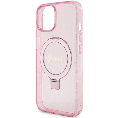 Guess nakładka do iPhone 15 6,1" GUHMP15SHRSGSP różowa HC RING STAND MAGSAFE SCRIPT LOGO GLITTER Guess nakładka do iPhone 15 6,1" GUHMP15SHRSGSP różowa HC RING STAND MAGSAFE SCRIPT LOGO GLITTER
