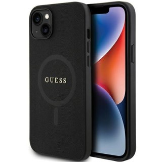 Guess nakładka do iPhone 15 6,1" GUHMP15SPSAHMCK czarna hardcase Saffiano MagSafe