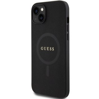 Guess nakładka do iPhone 15 6,1" GUHMP15SPSAHMCK czarna hardcase Saffiano MagSafe