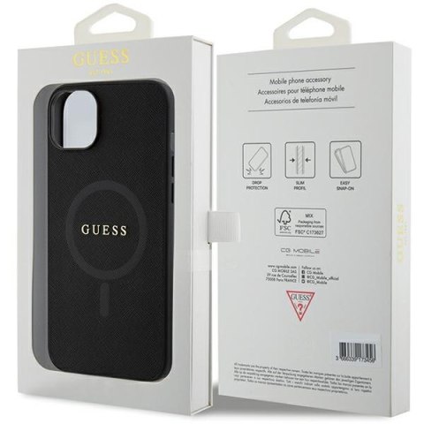 Guess nakładka do iPhone 15 6,1" GUHMP15SPSAHMCK czarna hardcase Saffiano MagSafe Guess nakładka do iPhone 15 6,1" GUHMP15SPSAHMCK czarna hardcase Saffiano MagSafe