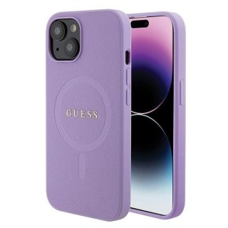 Guess nakładka do iPhone 15 6,1" GUHMP15SPSAHMCU fioletowa hardcase Saffiano MagSafe