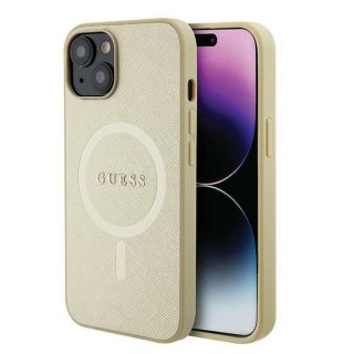 Guess nakładka do iPhone 15 Plus 6,7" GUHMP15MPSAHMCB złota hardcase Saffiano MagSafe
