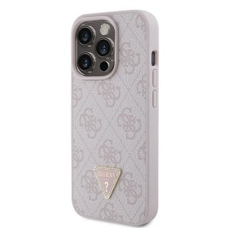 Guess nakładka do iPhone 15 Pro 6,1" GUHCP15LP4TDPP różowa hardcase Leather 4G Triangle Strass