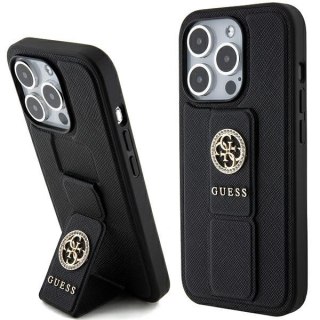 Guess nakładka do iPhone 15 Pro 6,1" GUHCP15LPGSSADK czarna HC GRIPSTAND SAFFIANO 4G STRASS