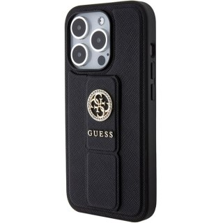 Guess nakładka do iPhone 15 Pro 6,1" GUHCP15LPGSSADK czarna HC GRIPSTAND SAFFIANO 4G STRASS