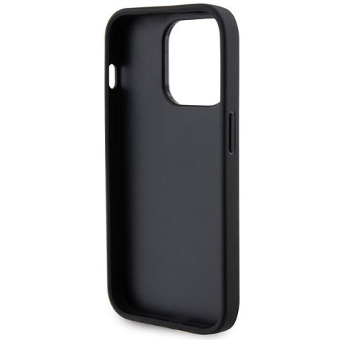 Guess nakładka do iPhone 15 Pro 6,1" GUHCP15LPSP4LGK czarna hardcase Leather Perforated 4G Glitter Logo