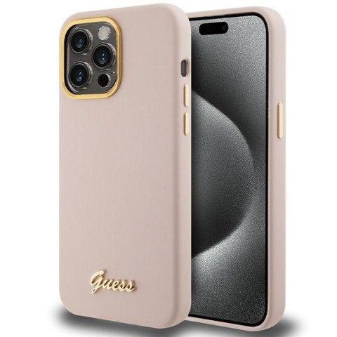 Guess nakładka do iPhone 15 Pro 6,1" GUHCP15LSMBSLP różowa HC SILICONE SCRIPT METAL LOGO & FRAME Guess nakładka do iPhone 15 Pro 6,1" GUHCP15LSMBSLP różowa HC SILICONE SCRIPT METAL LOGO & FRAME