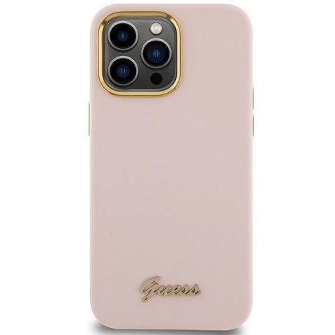 Guess nakładka do iPhone 15 Pro 6,1" GUHCP15LSMBSLP różowa HC SILICONE SCRIPT METAL LOGO & FRAME Guess nakładka do iPhone 15 Pro 6,1" GUHCP15LSMBSLP różowa HC SILICONE SCRIPT METAL LOGO & FRAME