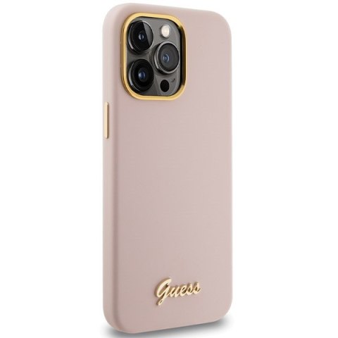 Guess nakładka do iPhone 15 Pro 6,1" GUHCP15LSMBSLP różowa HC SILICONE SCRIPT METAL LOGO & FRAME Guess nakładka do iPhone 15 Pro 6,1" GUHCP15LSMBSLP różowa HC SILICONE SCRIPT METAL LOGO & FRAME