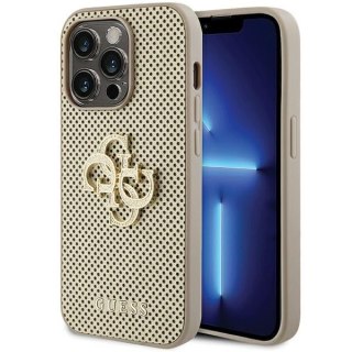 Guess nakładka do iPhone 15 Pro 6,1" złota GUHCP15LPSP4LGD HC PERFORATED PU 4G GLITTER