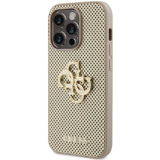 Guess nakładka do iPhone 15 Pro 6,1" złota GUHCP15LPSP4LGD HC PERFORATED PU 4G GLITTER