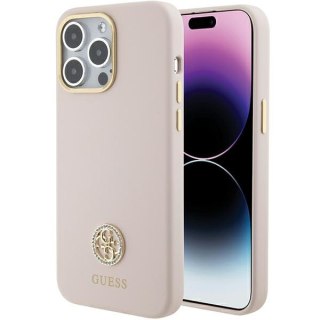 Guess nakładka do iPhone 15 Pro Max 6,7" GUHCP15XM4DGPP różowa hardcase Silicone Logo Strass 4G