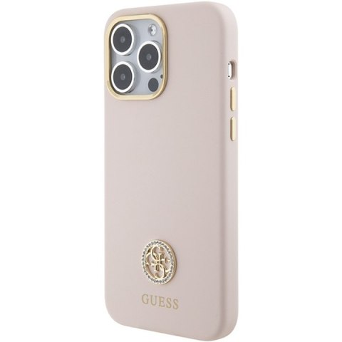 Guess nakładka do iPhone 15 Pro Max 6,7" GUHCP15XM4DGPP różowa hardcase Silicone Logo Strass 4G Guess nakładka do iPhone 15 Pro Max 6,7" GUHCP15XM4DGPP różowa hardcase Silicone Logo Strass 4G