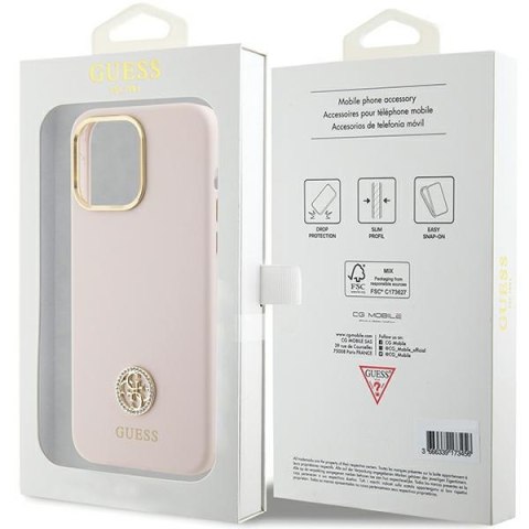 Guess nakładka do iPhone 15 Pro Max 6,7" GUHCP15XM4DGPP różowa hardcase Silicone Logo Strass 4G Guess nakładka do iPhone 15 Pro Max 6,7" GUHCP15XM4DGPP różowa hardcase Silicone Logo Strass 4G