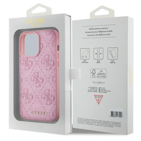 Guess nakładka do iPhone 15 Pro Max 6,7" GUHCP15XP4EPMP różowa hardcase Leather 4G Stamped Guess nakładka do iPhone 15 Pro Max 6,7" GUHCP15XP4EPMP różowa hardcase Leather 4G Stamped