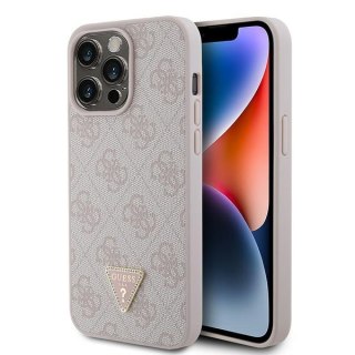 Guess nakładka do iPhone 15 Pro Max 6,7" GUHCP15XP4TDPP różowa hardcase Leather 4G Diamond Triangle