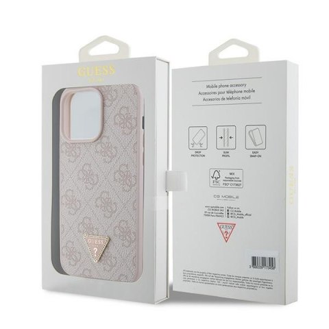 Guess nakładka do iPhone 15 Pro Max 6,7" GUHCP15XP4TDPP różowa hardcase Leather 4G Diamond Triangle Guess nakładka do iPhone 15 Pro Max 6,7" GUHCP15XP4TDPP różowa hardcase Leather 4G Diamond Triangle
