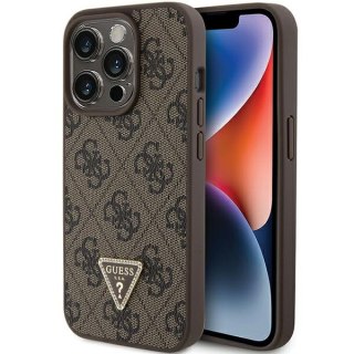 Guess nakładka do iPhone 15 Pro Max 6,7" GUHCP15XP4TDPW brązowa hardcase Leather 4G Triangle Strass