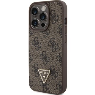 Guess nakładka do iPhone 15 Pro Max 6,7" GUHCP15XP4TDPW brązowa hardcase Leather 4G Triangle Strass