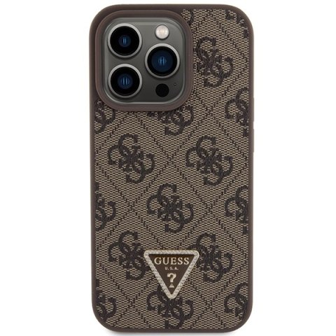 Guess nakładka do iPhone 15 Pro Max 6,7" GUHCP15XP4TDPW brązowa hardcase Leather 4G Triangle Strass