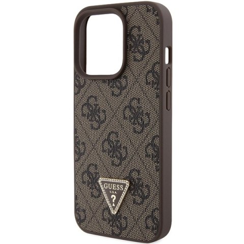 Guess nakładka do iPhone 15 Pro Max 6,7" GUHCP15XP4TDPW brązowa hardcase Leather 4G Triangle Strass