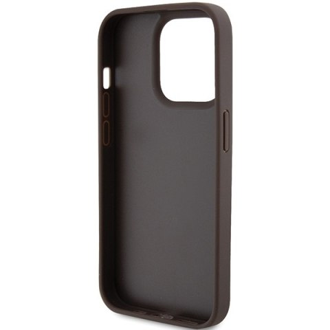 Guess nakładka do iPhone 15 Pro Max 6,7" GUHCP15XP4TDPW brązowa hardcase Leather 4G Triangle Strass