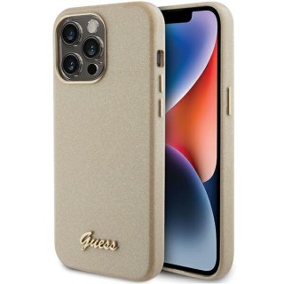 Guess nakładka do iPhone 15 Pro Max 6,7" GUHCP15XPGMCSD złota hardcase Glitter Glossy Script