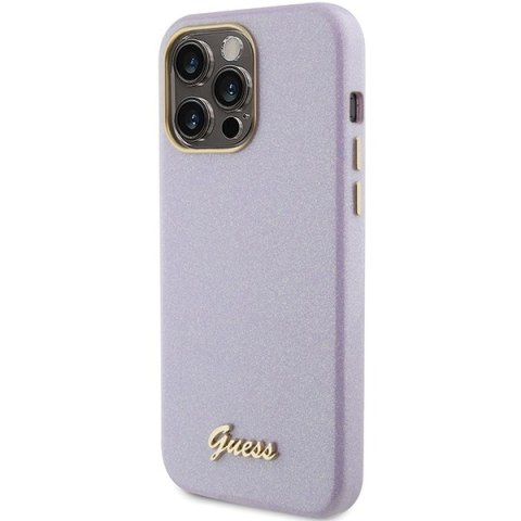 Guess nakładka do iPhone 15 Pro Max 6,7" GUHCP15XPGMCSL liliowa hardcase Glitter Glossy Script