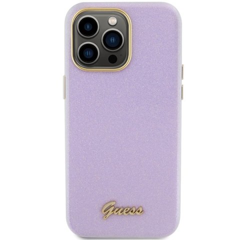Guess nakładka do iPhone 15 Pro Max 6,7" GUHCP15XPGMCSL liliowa hardcase Glitter Glossy Script