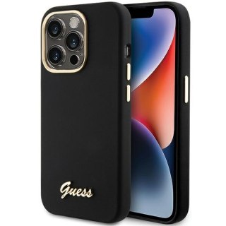 Guess nakładka do iPhone 15 Pro Max 6,7" GUHCP15XSMBSLK czarna HC SILICONE SCRIPT METAL LOGO & FRAME