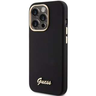 Guess nakładka do iPhone 15 Pro Max 6,7" GUHCP15XSMBSLK czarna HC SILICONE SCRIPT METAL LOGO & FRAME