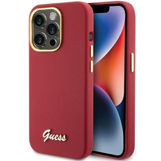 Guess nakładka do iPhone 15 Pro Max 6,7" GUHCP15XSMBSLM magenta HC SILICONE SCRIPT METAL LOGO & FRAME
