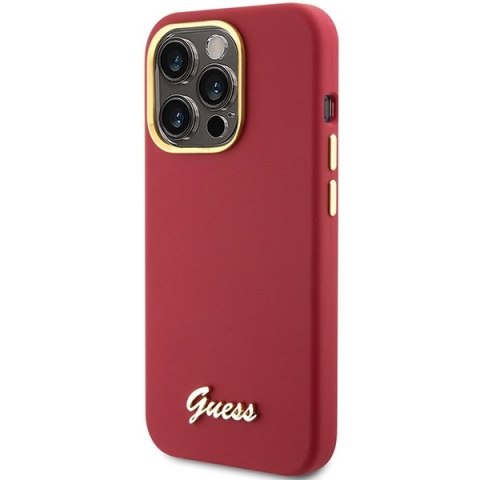 Guess nakładka do iPhone 15 Pro Max 6,7" GUHCP15XSMBSLM magenta HC SILICONE SCRIPT METAL LOGO & FRAME Guess nakładka do iPhone 15 Pro Max 6,7" GUHCP15XSMBSLM magenta HC SILICONE SCRIPT METAL LOGO & FRAME